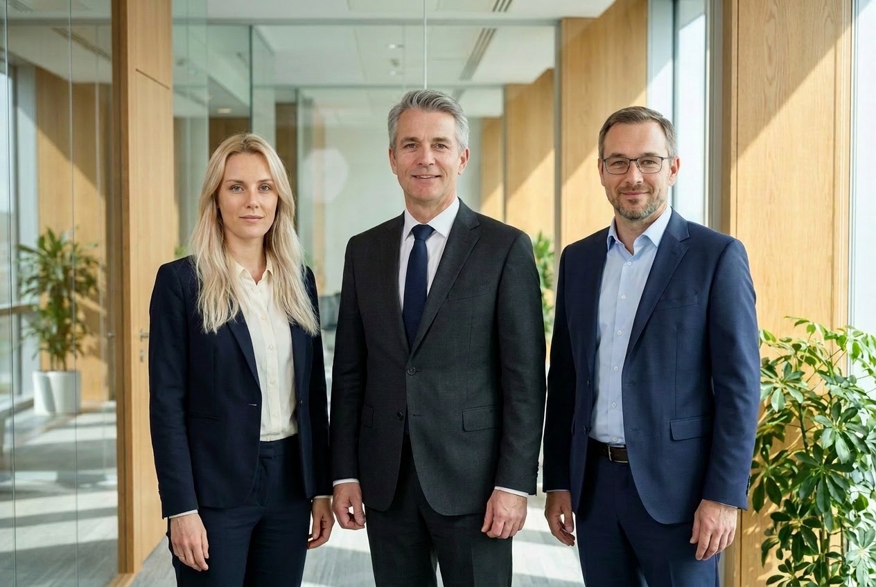 Die Gesch&auml;ftsf&uuml;hrung der SGG Consulting GmbH: Bjorn Reynolds, Lisa Kirchner und Ludwig Wolf